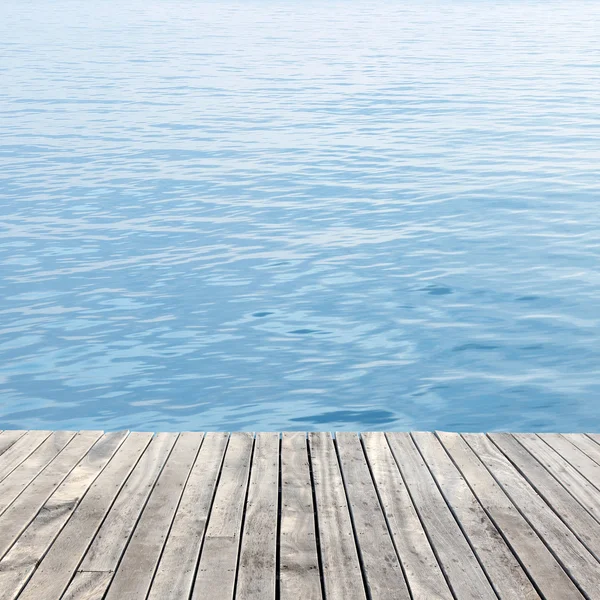 Wooden floor and sea — Stock Photo, Image