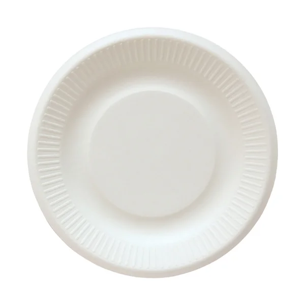 Disposable paper plate isolated on white with clipping path — Stock Photo, Image