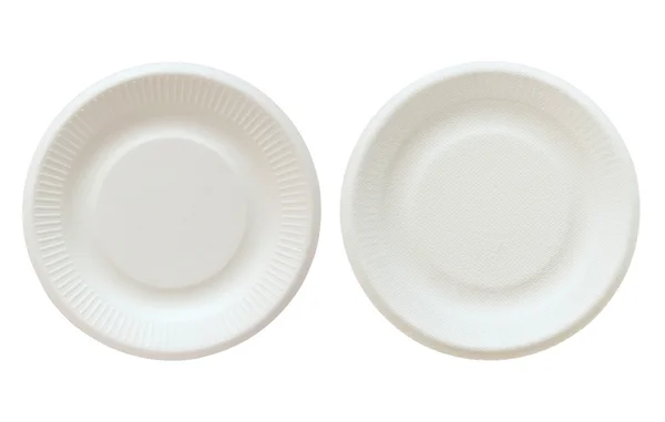 White disposable plate isolated on white with clipping path Stock Image