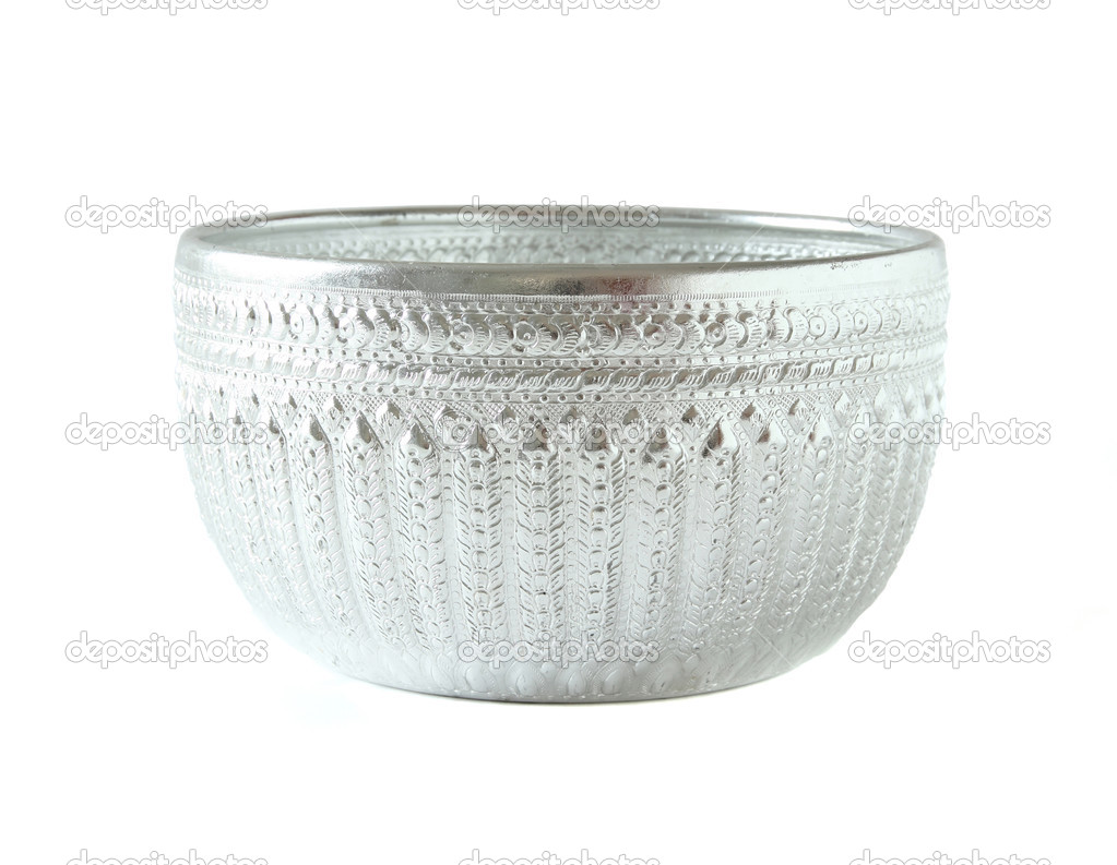 silver bowl isolated on white background