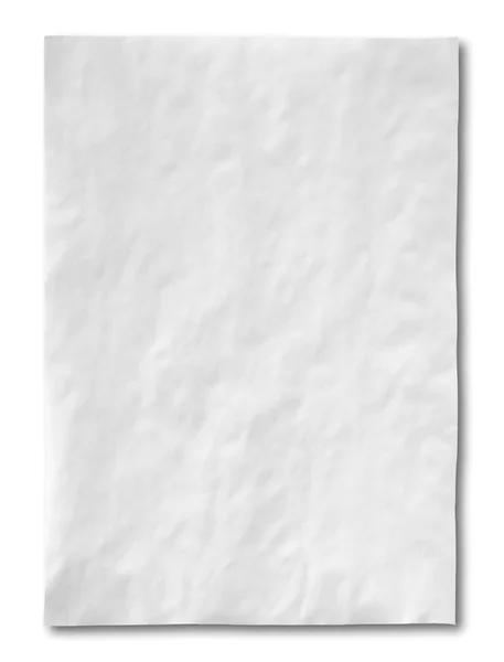 Papel crumpled branco isolado no fundo branco — Fotografia de Stock