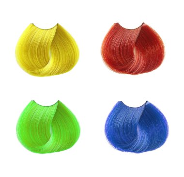 Beyaz arka plan üzerinde izole saç rengi örnekleri