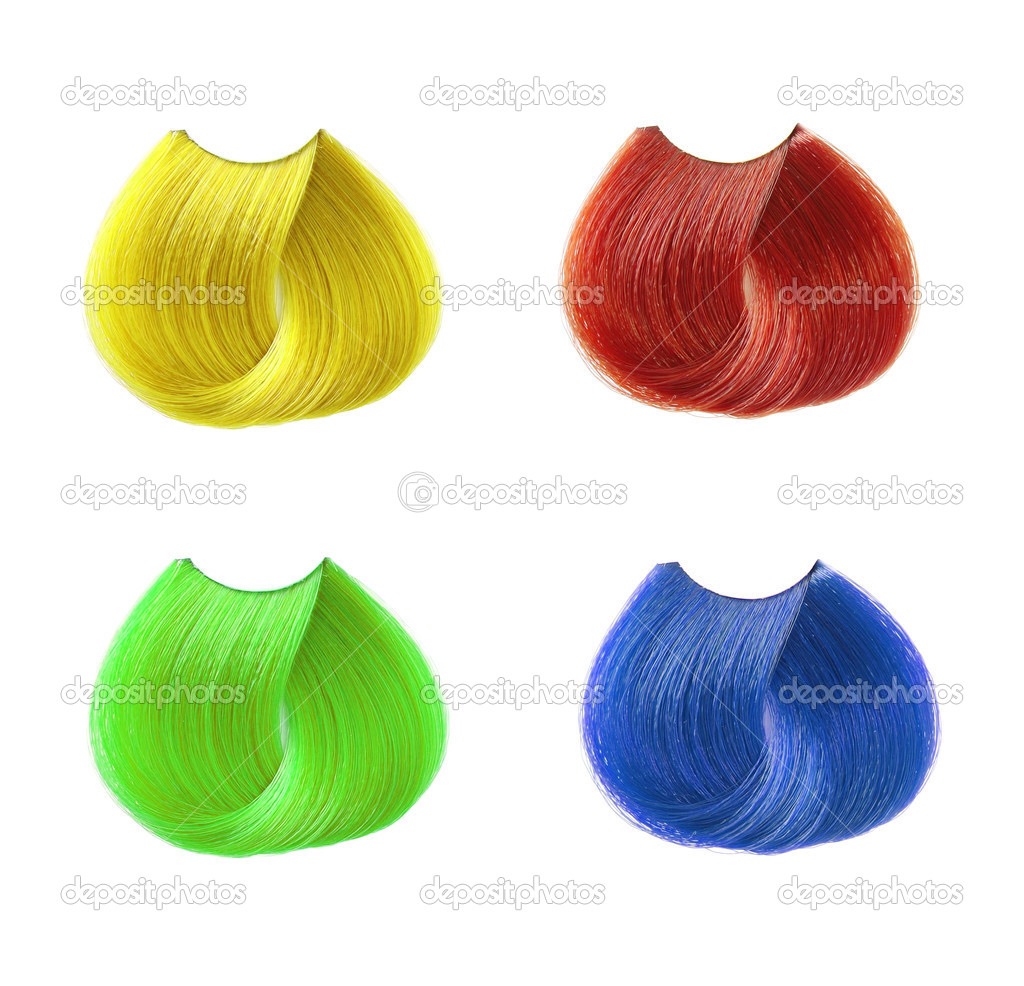 Hair color samples isolated on white background