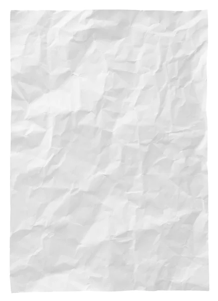 Papel crumpled branco isolado no fundo branco — Fotografia de Stock