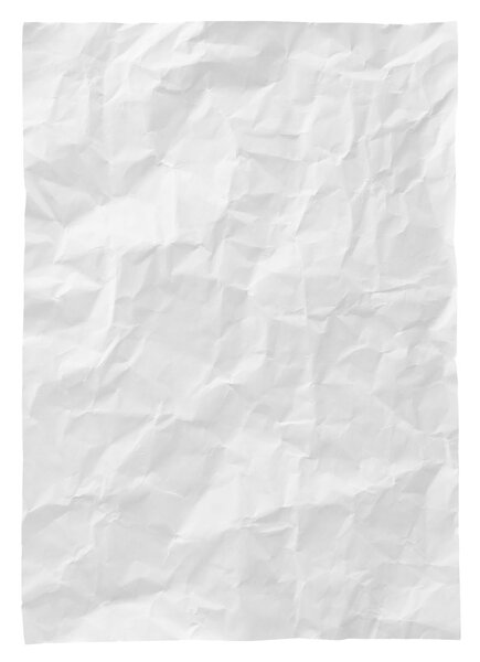 White crumpled paper isolated on white background