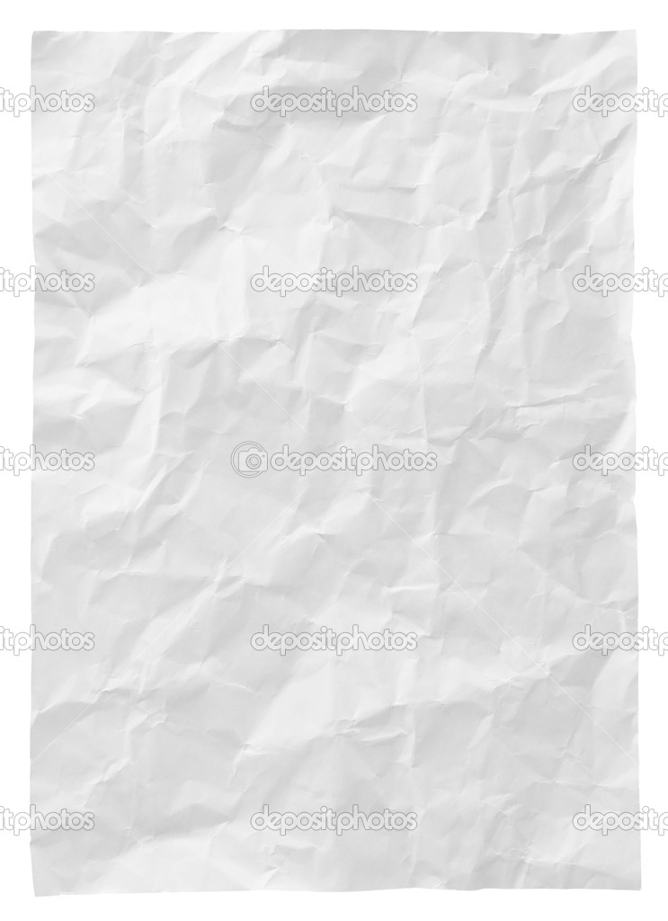 White crumpled paper isolated on white background