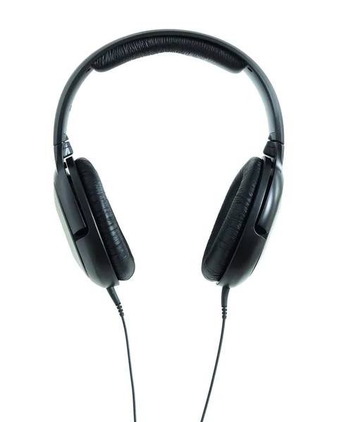 Black headphones isolated on white background Royalty Free Stock Images