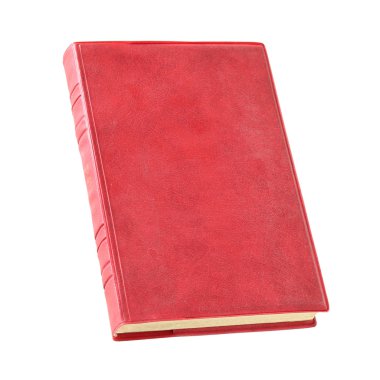 Old red book isolated over white with clipping path clipart