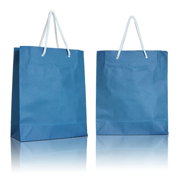 Blue paper bag on white background — Stock Photo, Image
