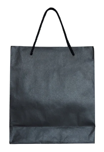Black paper bag isolated on white with clipping path — Stock Photo, Image
