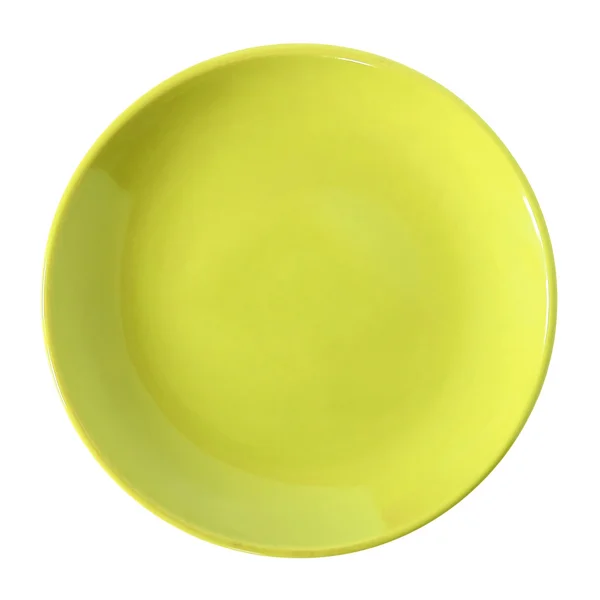 Gelbe Platte isoliert auf Weiß mit Clipping-Pfad — Stockfoto