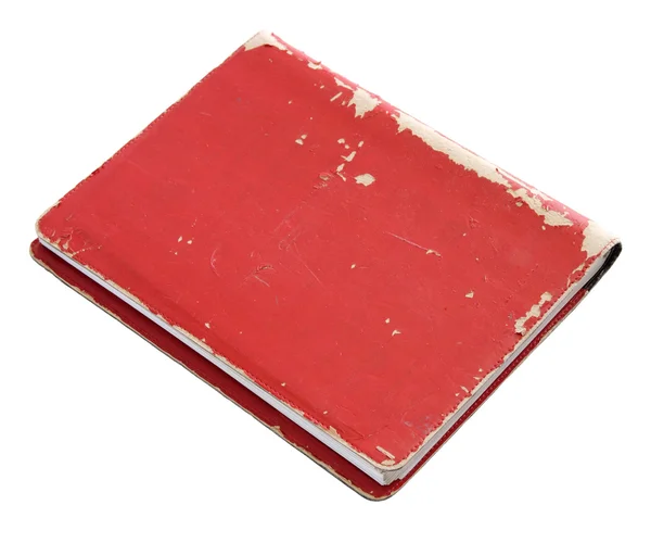 Livro de capa vermelha velha isolado sobre branco com caminho de recorte — Fotografia de Stock