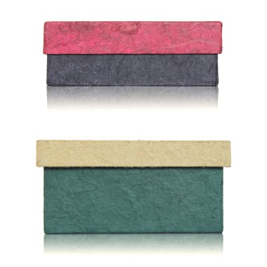 el yapımı kağıt kutusu beyaz zemin üzerinde bir dizi