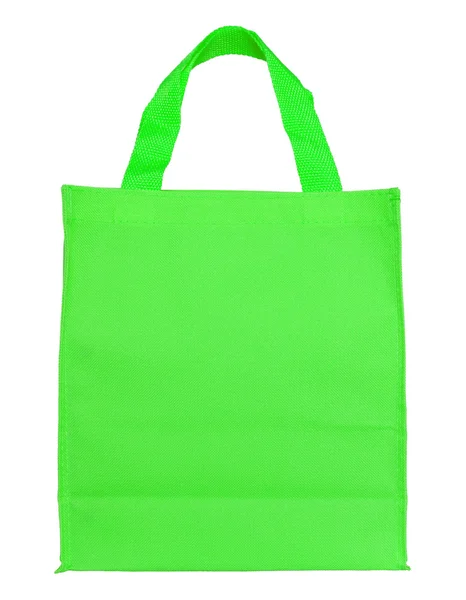 Bolsa de compras de lona verde aislada sobre fondo blanco con clip —  Fotos de Stock