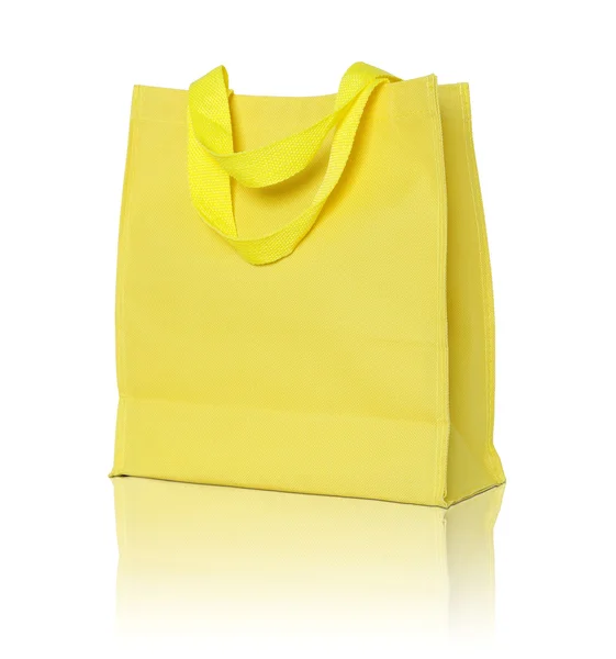 Torba na zakupy płótnie żółty na białym tle — Zdjęcie stockowe