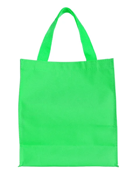 Green canvas shopping bag isolated on white background with clip — Stock Photo, Image