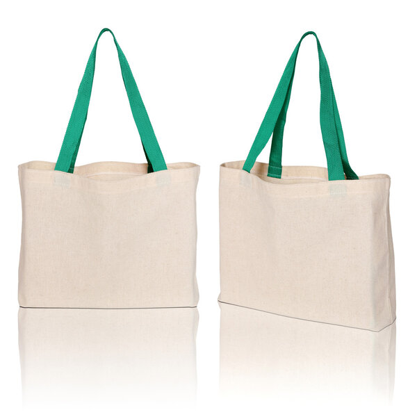 Fabric bag on white background