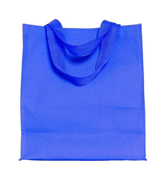 Sac en coton bleu isolé sur blanc avec chemin de coupe — Photo