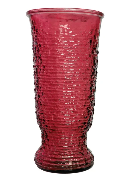 Vaso di vetro rosso isolato su bianco con percorso di ritaglio — Foto Stock