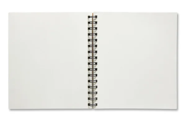 Caderno espiral aberto isolado no fundo branco — Fotografia de Stock