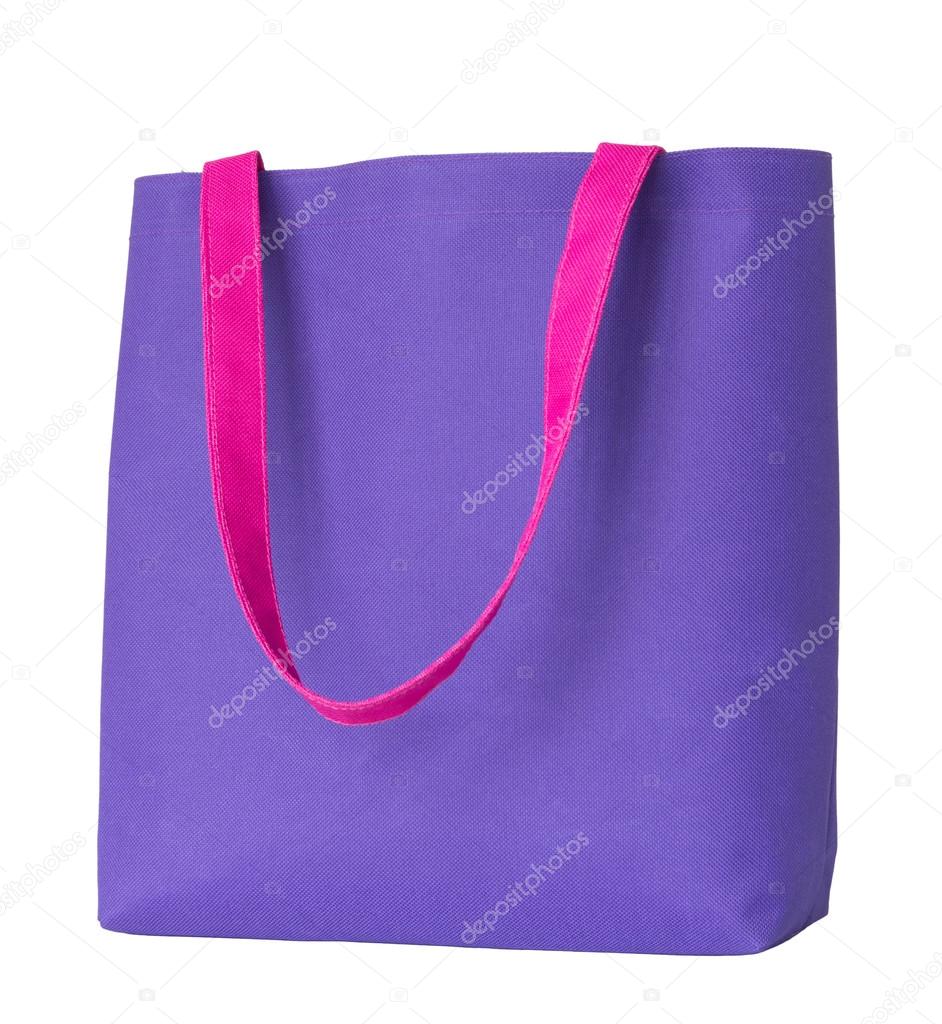 Blue shopping fabric bag isolated on white background with clipp