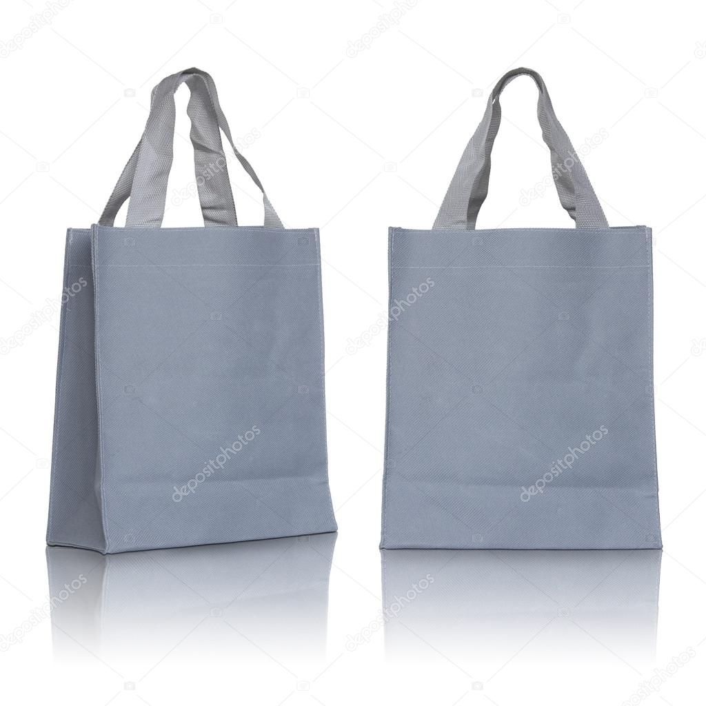 Gray canvas bag on white background