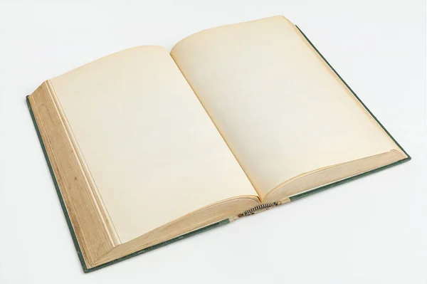 Vieux Livre Ouvert Sur Fond Blanc Pour Modèle Blanc Maquette — Photo