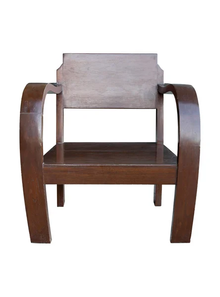 Kırpma Yolu Ile Beyaza Izole Edilmiş Eski Ahşap Sandalyenin Önü — Stok fotoğraf