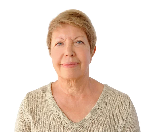 beyaz zemin üzerine yaşlı kadın portresi