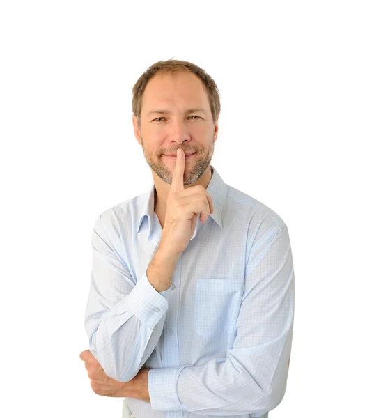 Retrato del hombre sonriente aislado sobre fondo blanco — Foto de Stock