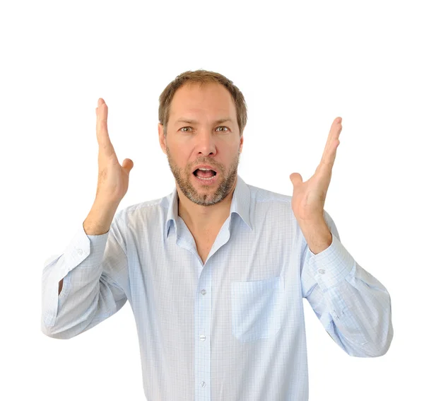 Portrait of the surprised man isolated on white background — Stock Photo, Image