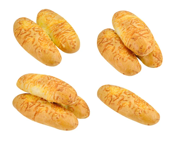 Sada chléb z pšeničné mouky izolovaných na bílém pozadí — Stock fotografie