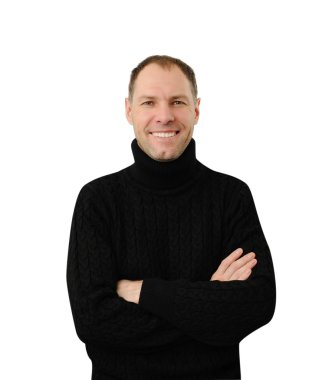 siyah beyaz zemin üzerine izole gülen adam