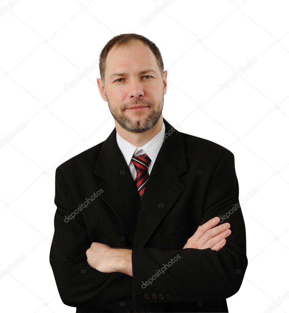 Confident business man isolated on white background