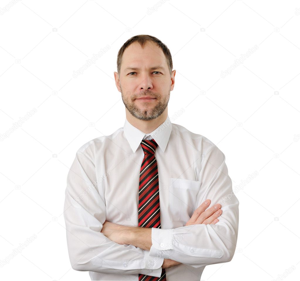 Smiling confident business man isolated on white background