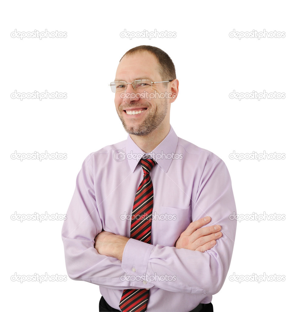 Smiling business man isolated on white background