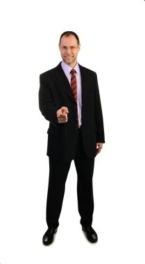 bir parmak, sen beyaz bac izole iş adamı noktası gülümseyen