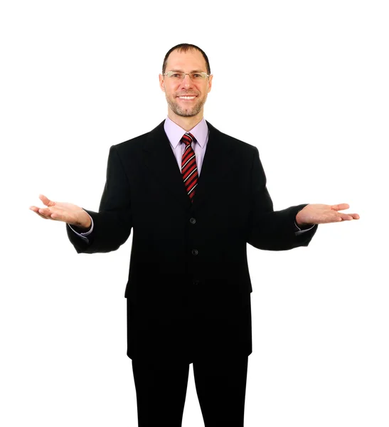 Hombre de negocios sonriente aislado sobre fondo blanco — Foto de Stock