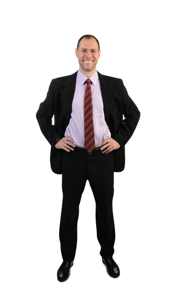 Homem de negócios de pé em terno isolado no fundo branco — Fotografia de Stock