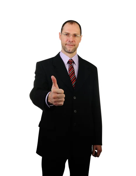 Standing business man in suit isolated on white background — Stock Photo, Image