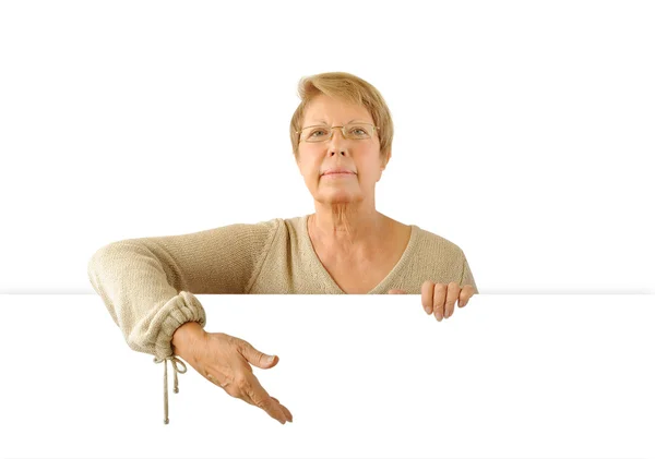 Portrait of elderly woman on the white background — Stock Photo, Image