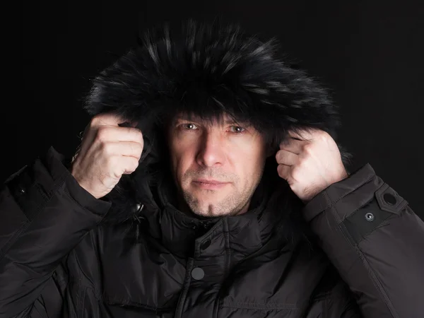 Homem congelado no Alasca preto — Fotografia de Stock