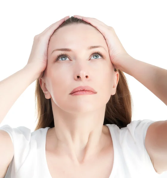 Portrait of woman isolated on a white background — Stock Photo, Image