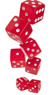 beyaz zemin üzerine kırmızı parlak dices