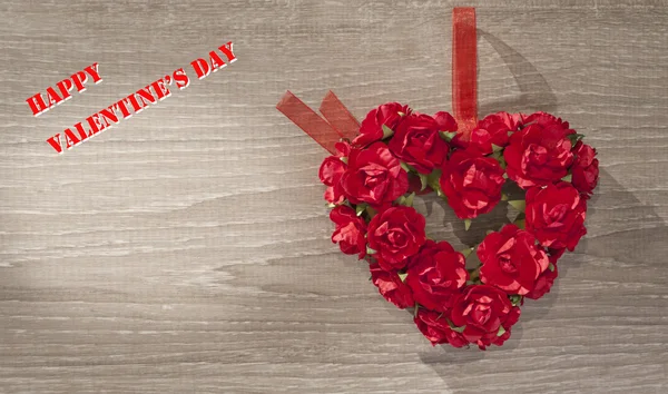 Valentine day background with heart and roses — Stock Photo, Image