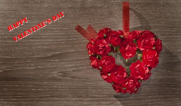 Valentine day background with heart and roses — Stock Photo, Image