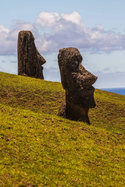 Moai Statues Rano Raraku Volcano Easter Island Rapa Nui National — Stock Photo, Image