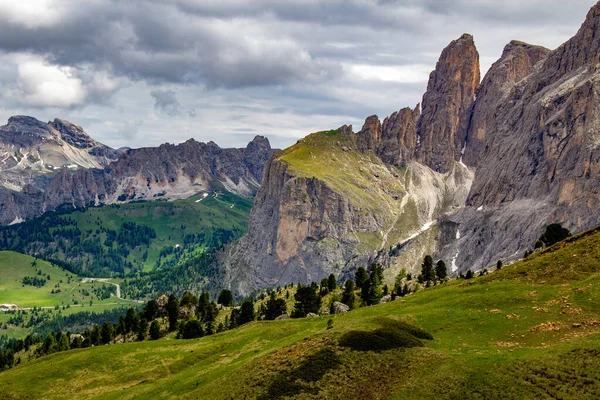 Trentino 'daki Dolomiti Dağı' ndaki manzara ormanı.