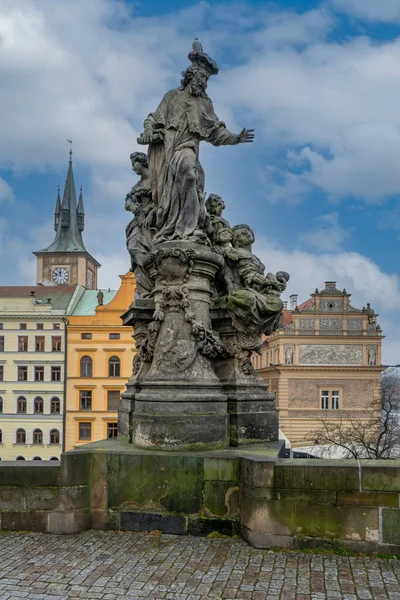 Statue Famous Charles Bridge Prague Czech Republic — 스톡 사진