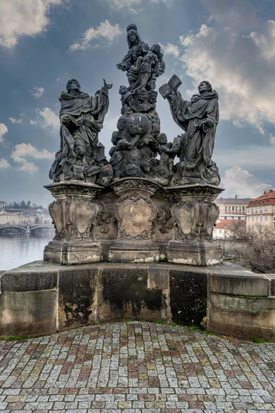 Statue Famous Charles Bridge Prague Czech Republic — Stok fotoğraf